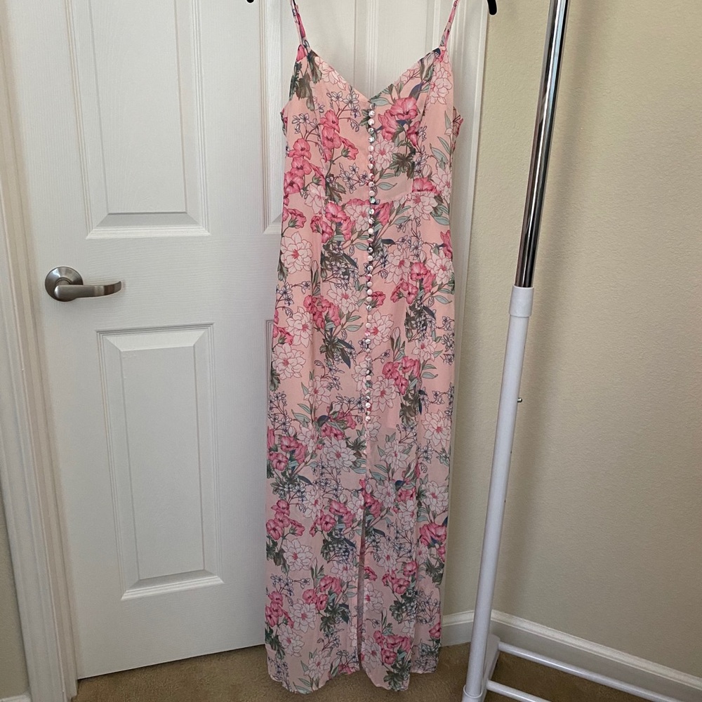 Pink floral maxi dress